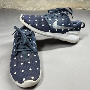 Nike Womens Golf Shoe Size 8 Roshe Polka Dot Navy Blue White Preppy Unique